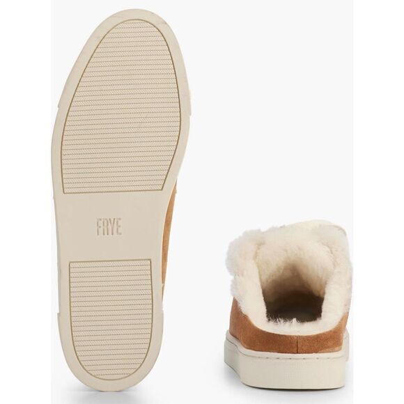 Frye Ivey genuine shearling sneaker mule in soft silky brown leather size 8 NWB - Picture 4 of 5
